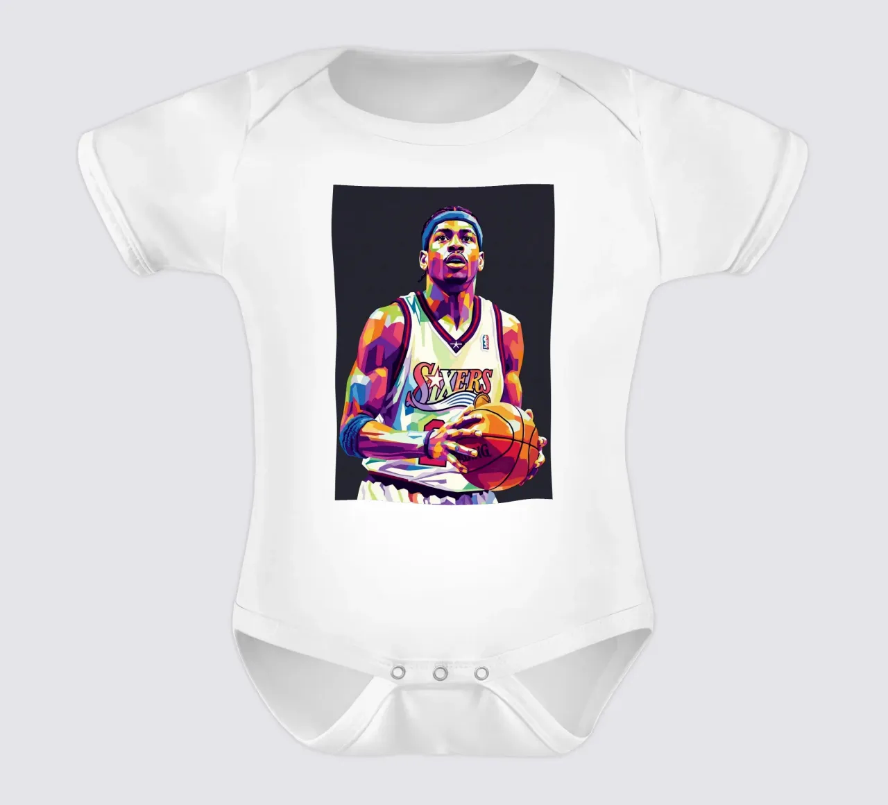 Allen Iverson - WPAP art #1 short-sleeve baby romper by Hantamrata