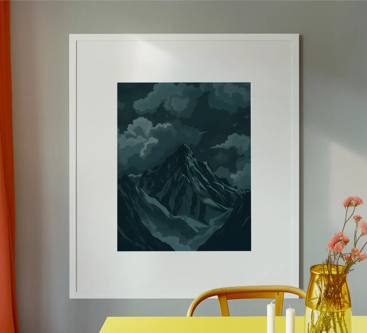 Mysterious Midnight Mountain: A Dark and Moody Landscape Ill poster by Artistic-shop