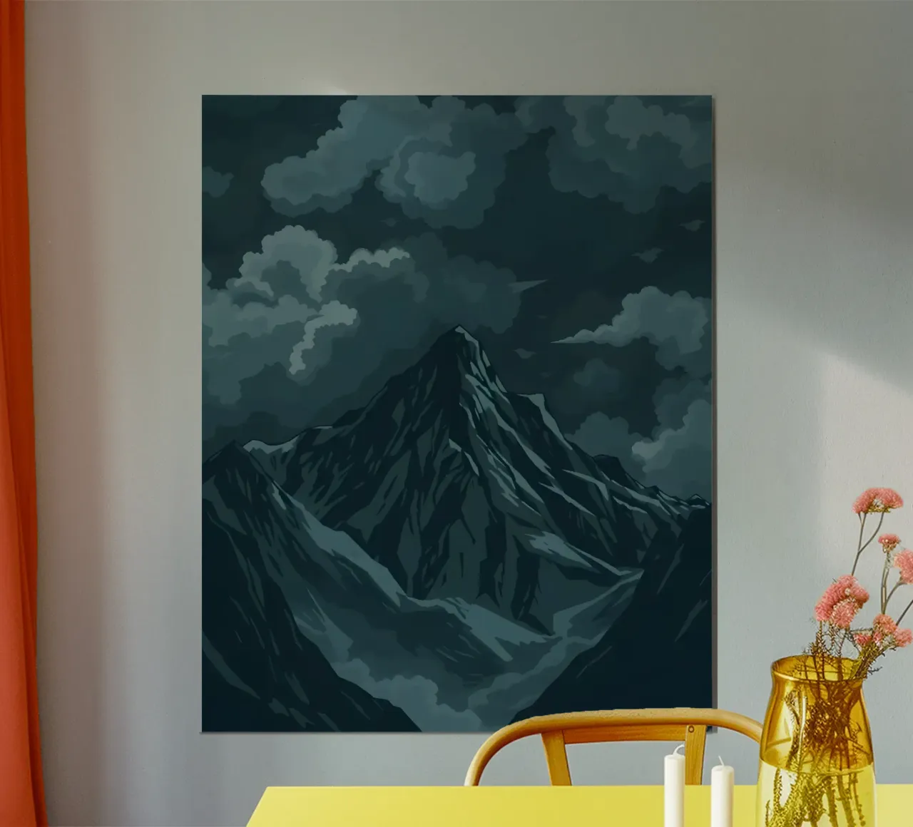 Mysterious Midnight Mountain: A Dark and Moody Landscape Ill poster by Artistic-shop