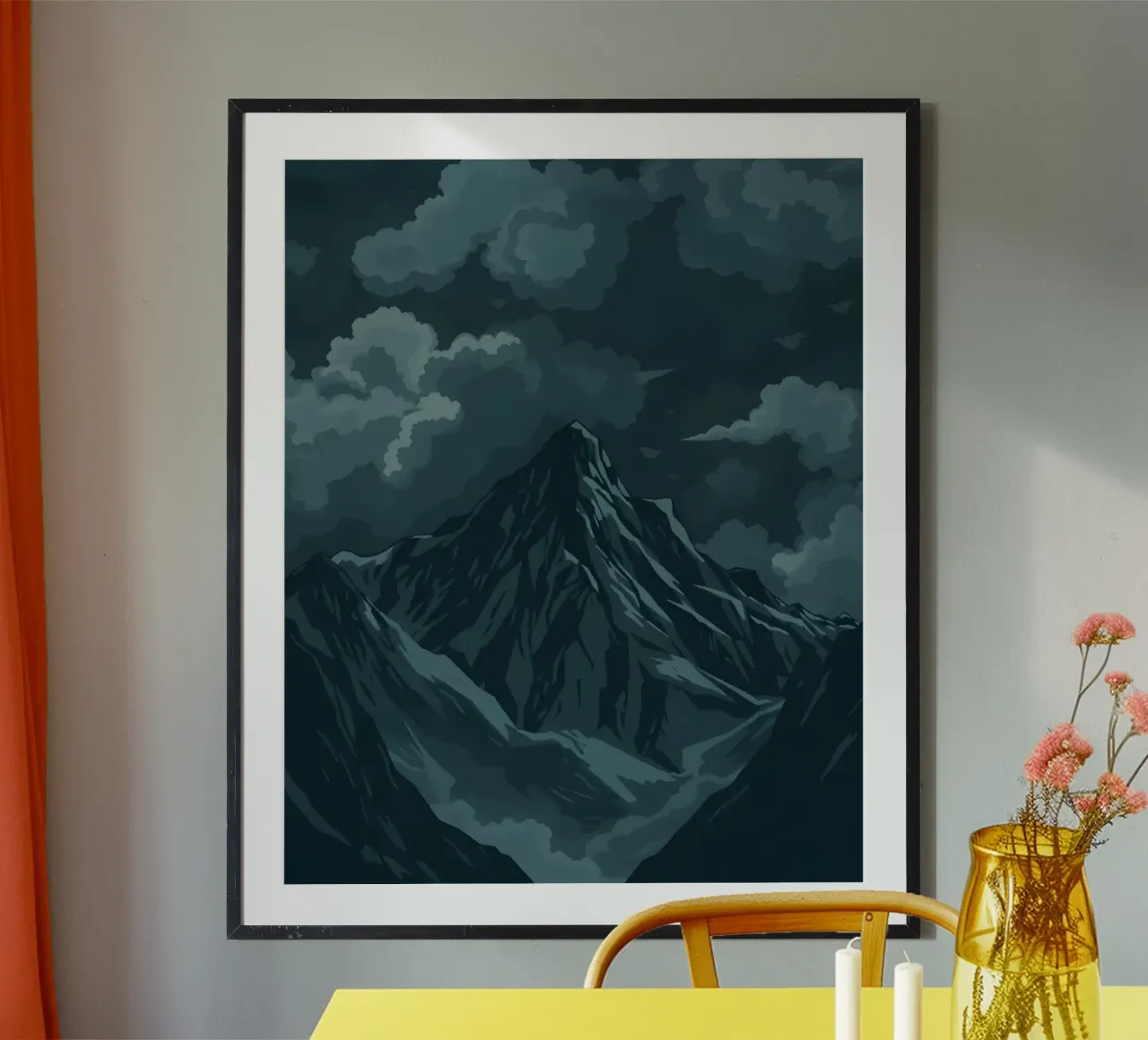 Mysterious Midnight Mountain: A Dark and Moody Landscape Ill poster by Artistic-shop