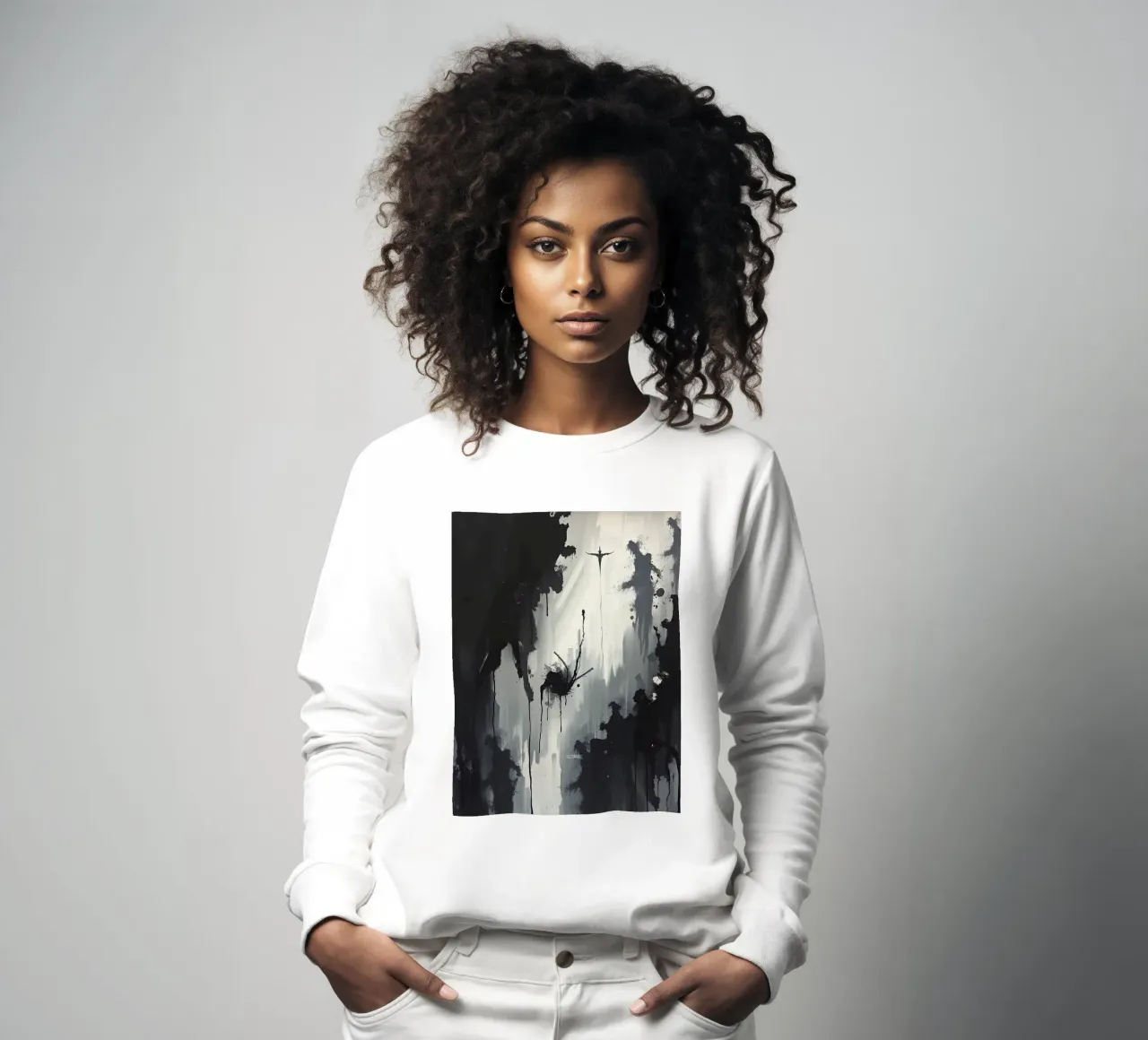 Pittura astratta monocromatica di figure e gocce felpa da DesignDoodle