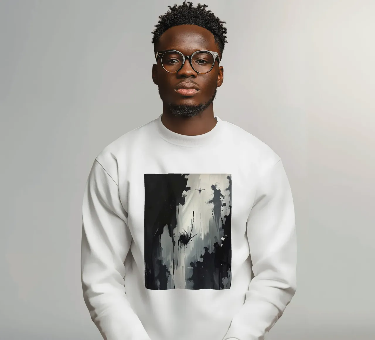 Pittura astratta monocromatica di figure e gocce felpa da DesignDoodle