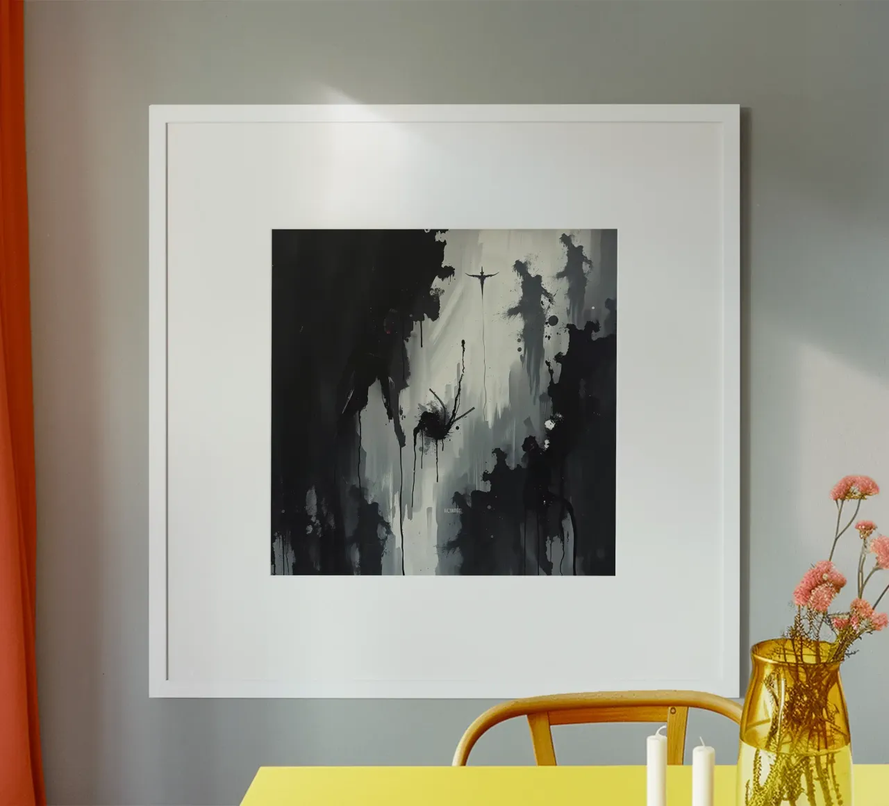 Pittura astratta monocromatica di figure e gocce poster da DesignDoodle
