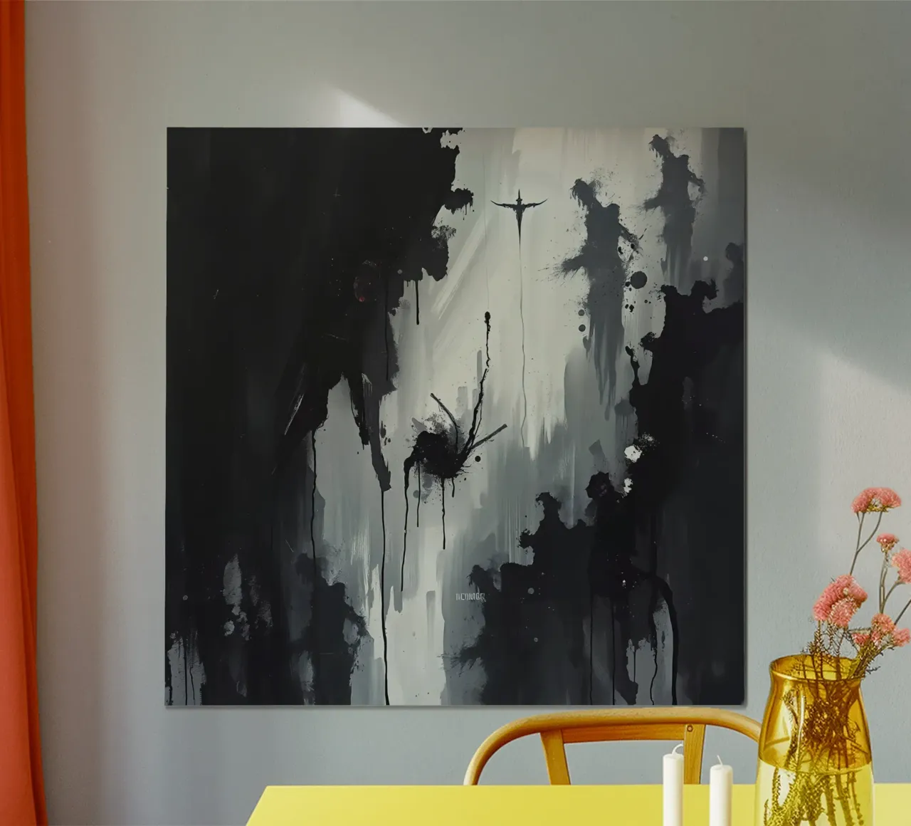 Pittura astratta monocromatica di figure e gocce poster da DesignDoodle
