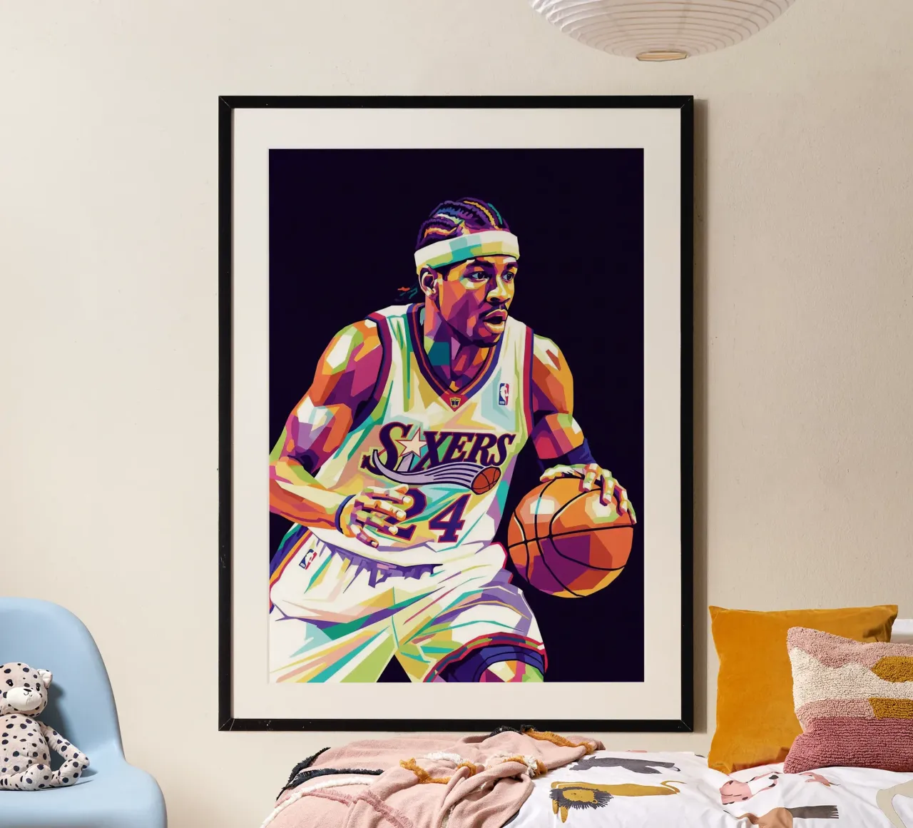Allen Iverson - WPAP art #2 poster con telaio in legno da Hantamrata