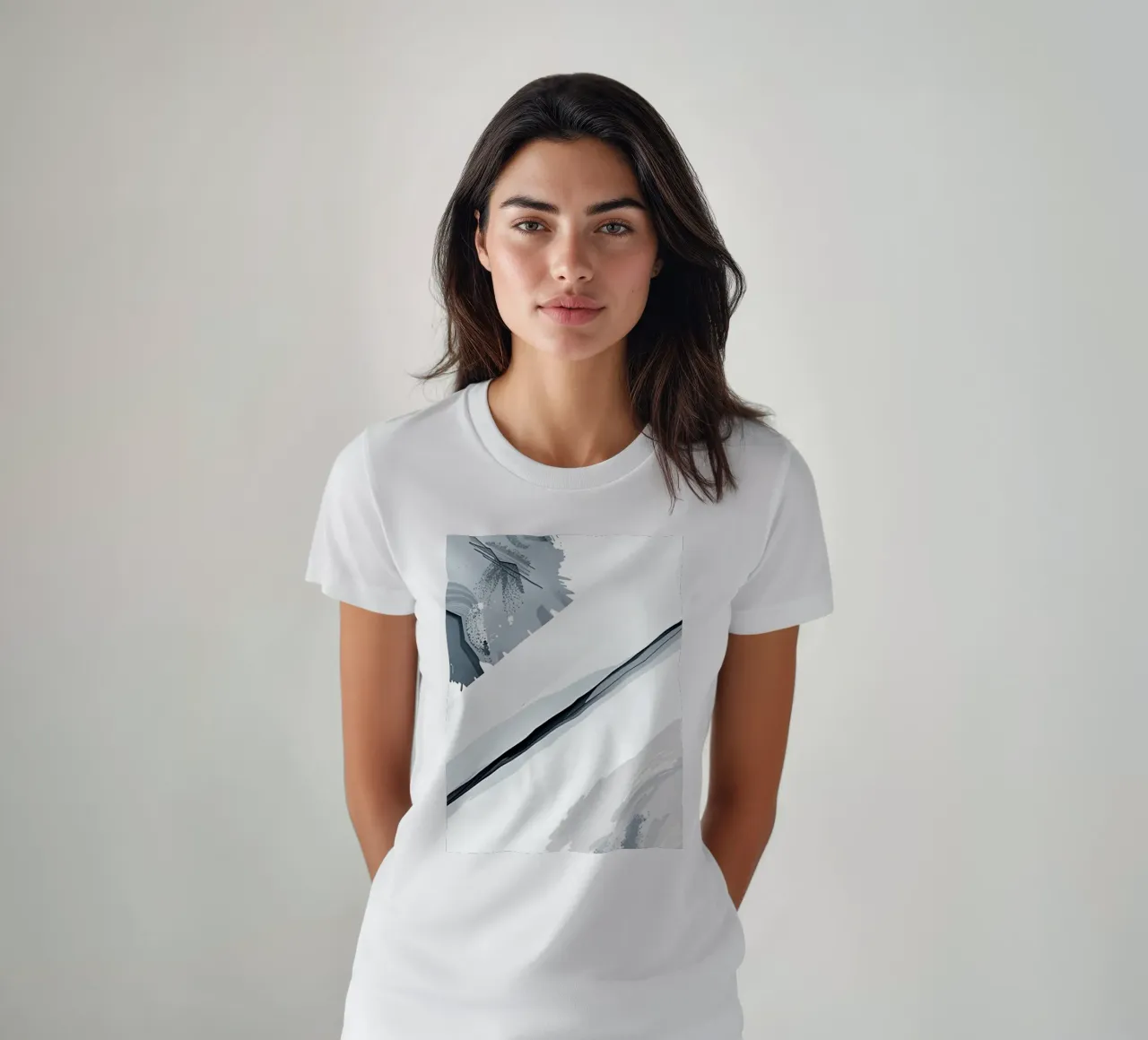 Abstract Image with Diagonal Line and Grey Splatters t-shirt by DesignDoodle