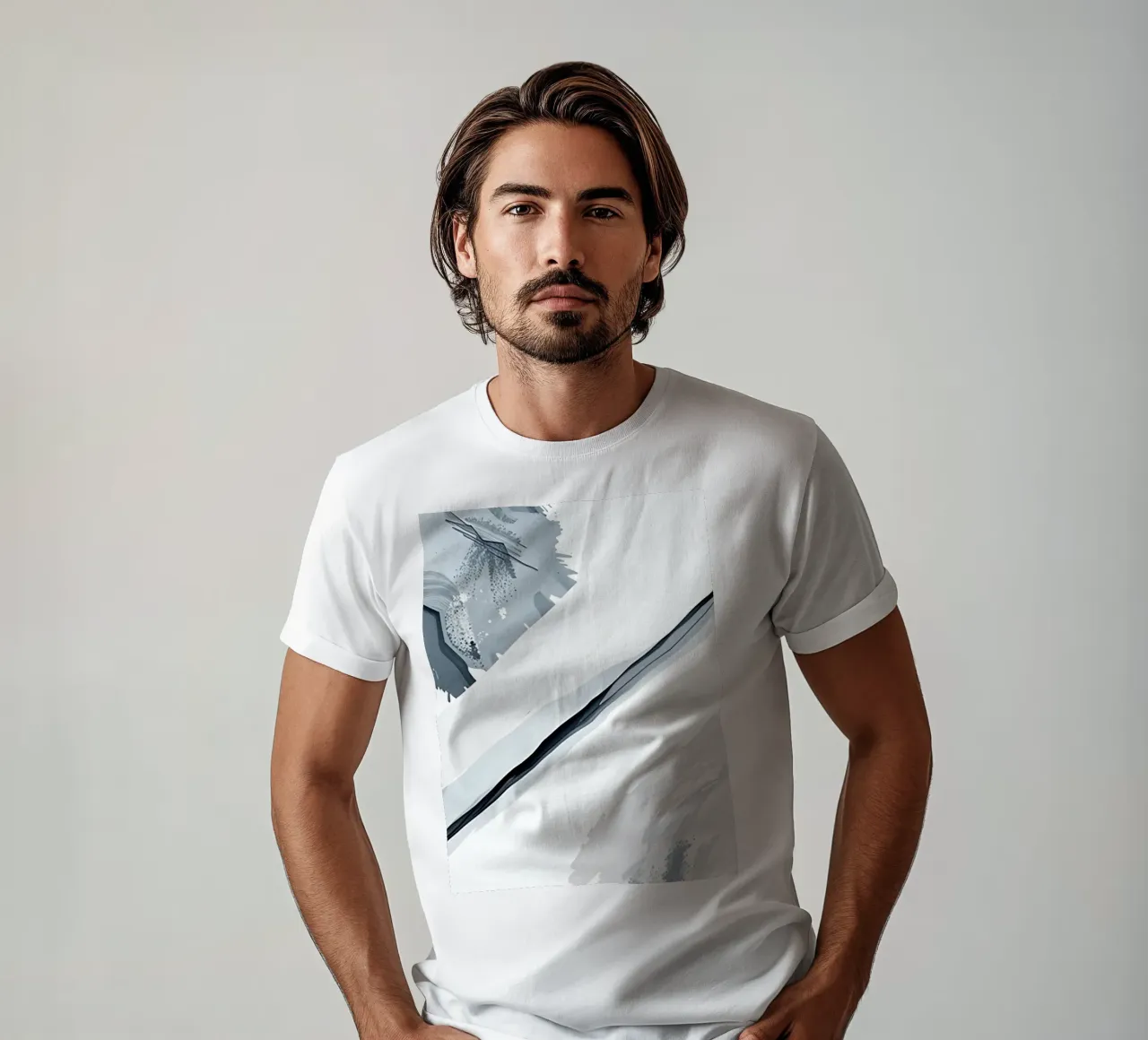 Abstract Image with Diagonal Line and Grey Splatters t-shirt by DesignDoodle