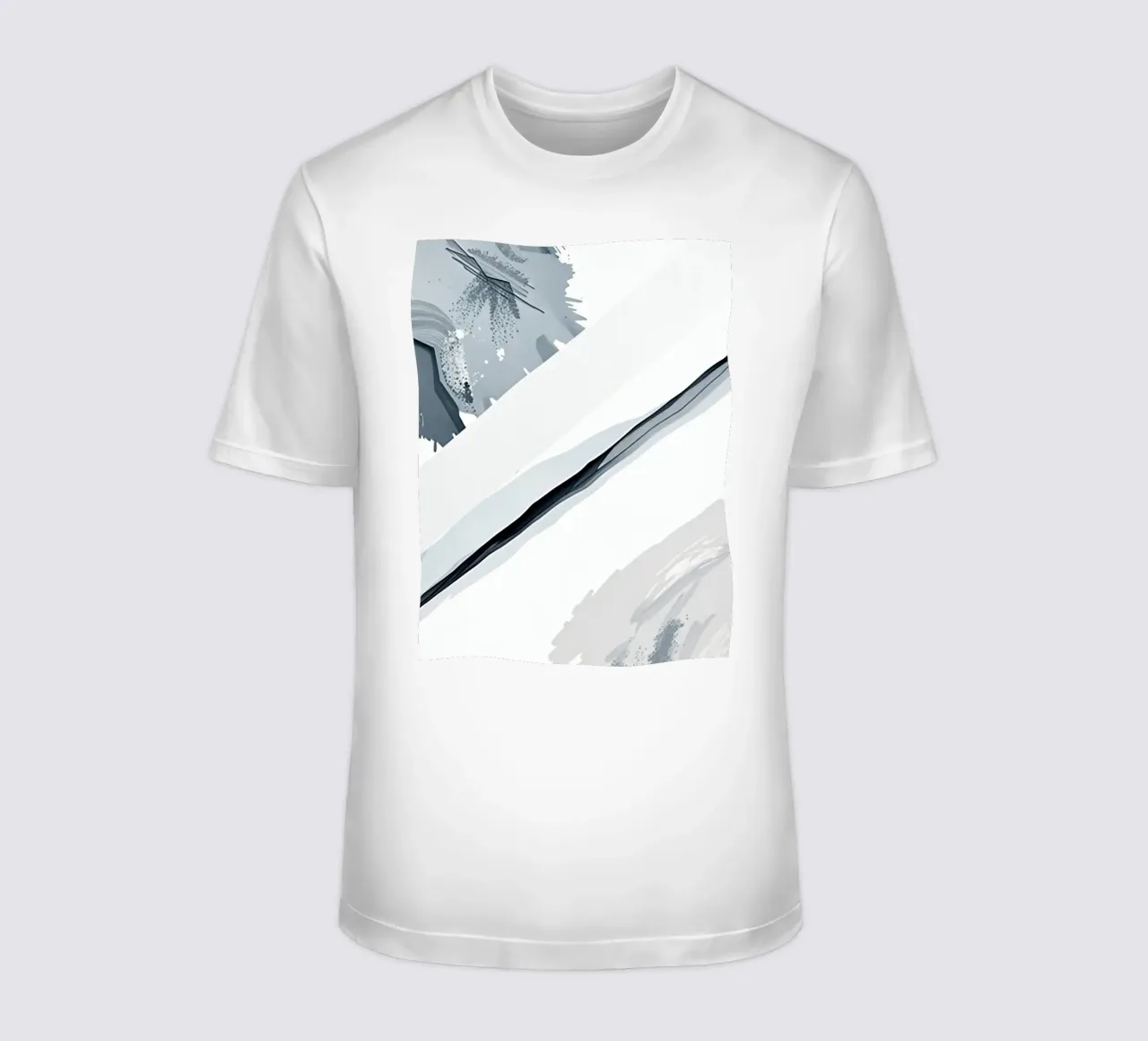 Abstract Image with Diagonal Line and Grey Splatters t-shirt by DesignDoodle