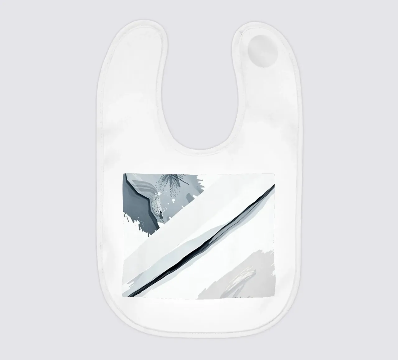 Abstract Image with Diagonal Line and Grey Splatters baby bib by DesignDoodle