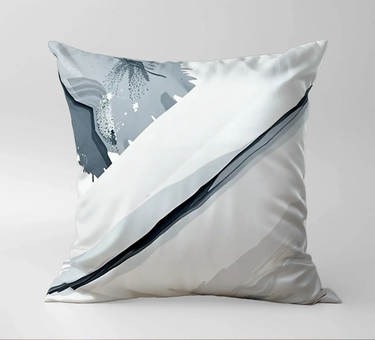 Abstract Image with Diagonal Line and Grey Splatters decorative cushion by DesignDoodle
