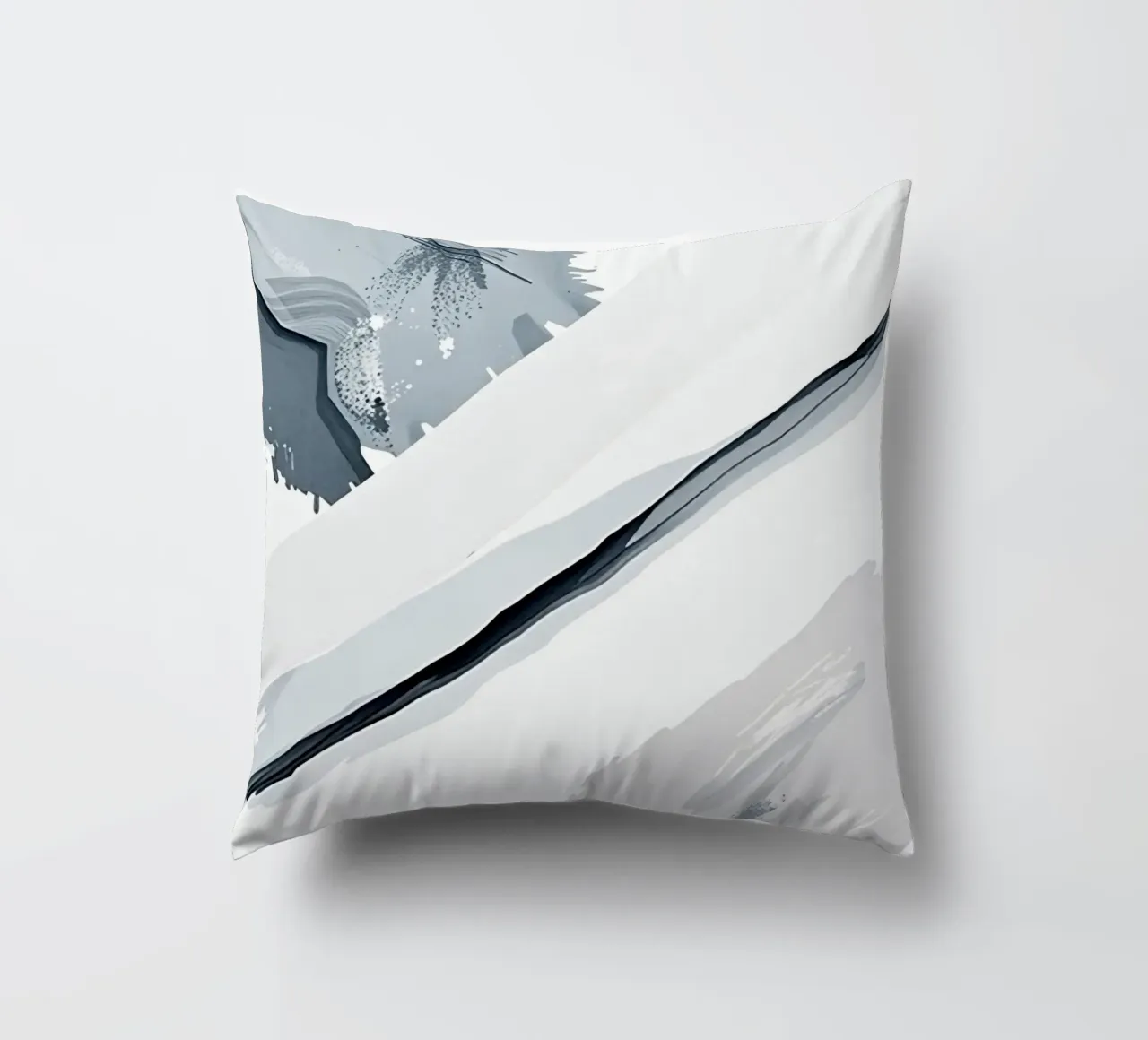 Abstract Image with Diagonal Line and Grey Splatters decorative cushion by DesignDoodle