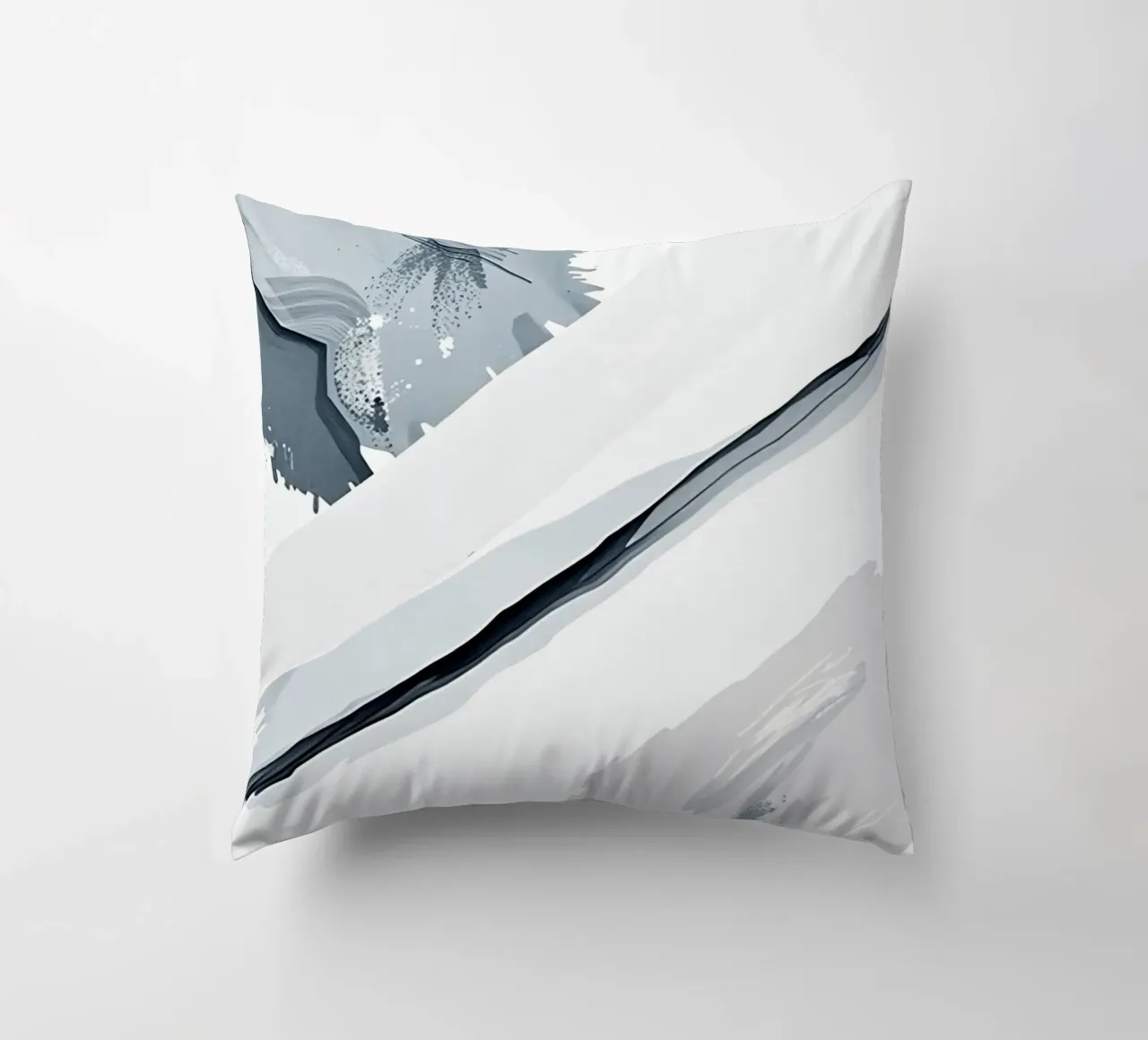 Abstract Image with Diagonal Line and Grey Splatters decorative cushion by DesignDoodle