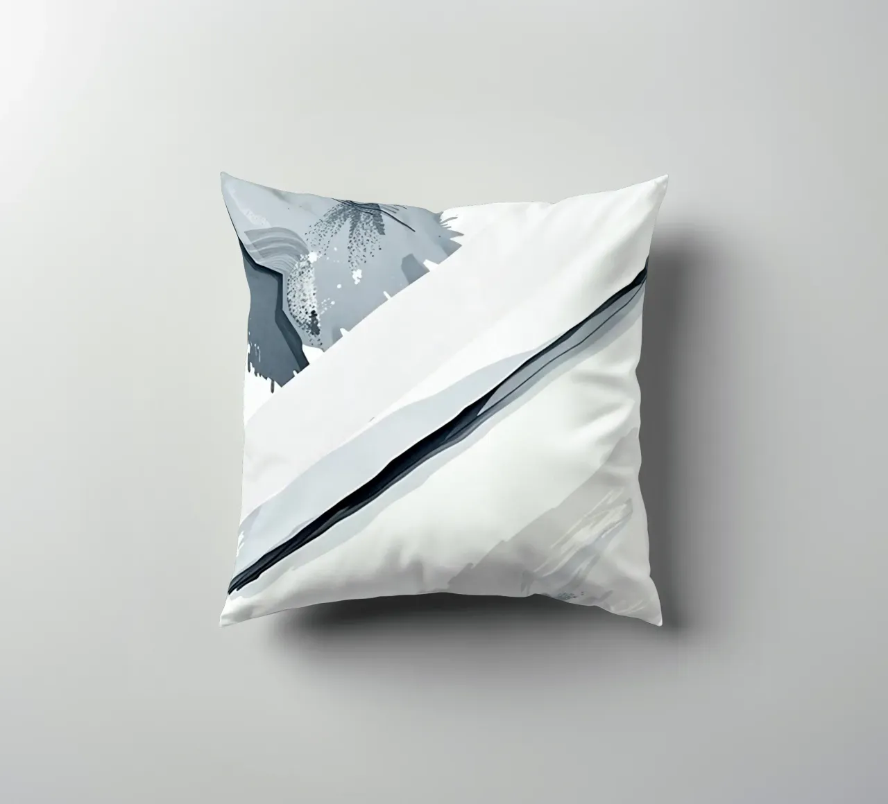 Abstract Image with Diagonal Line and Grey Splatters decorative cushion by DesignDoodle