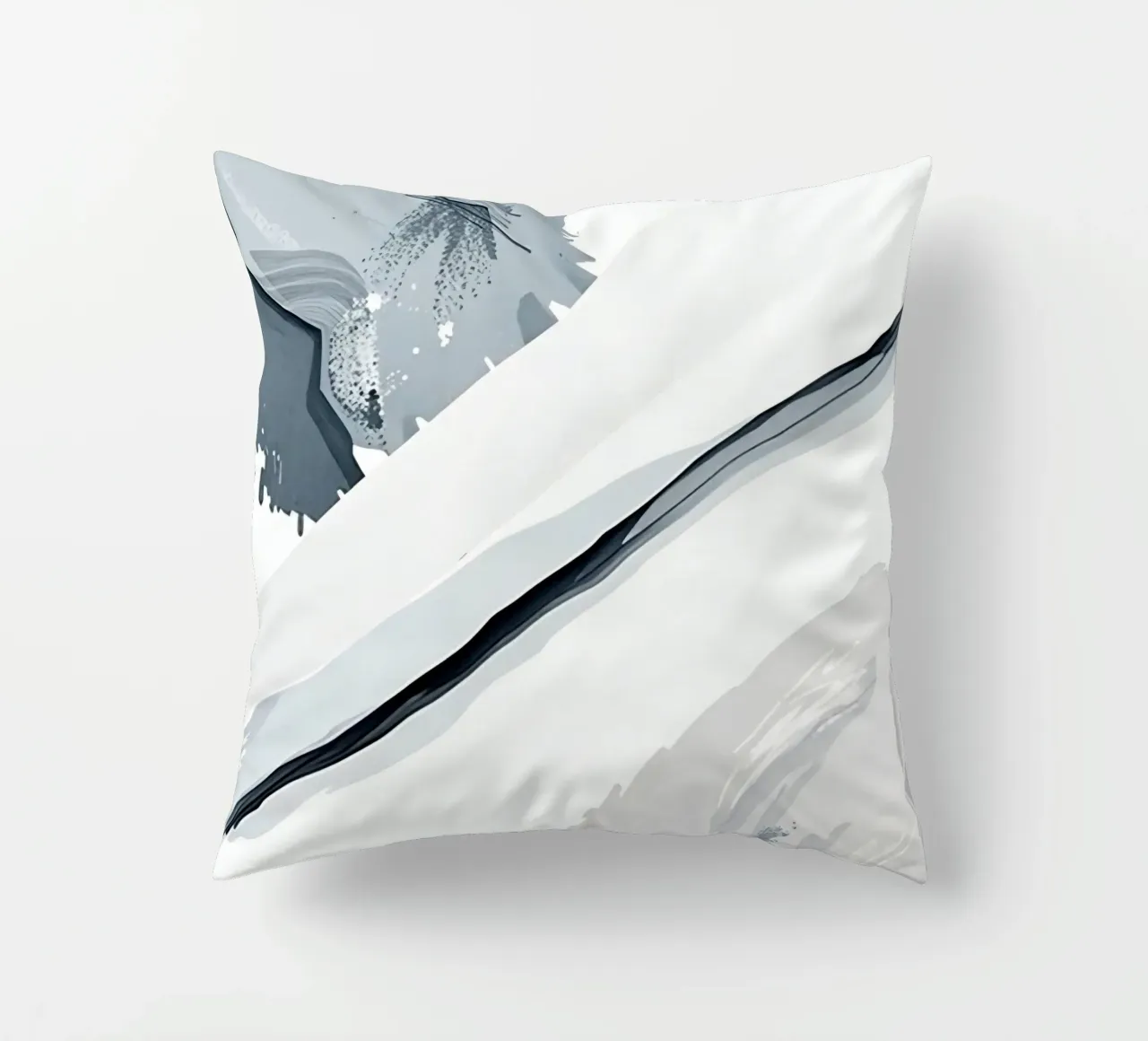 Abstract Image with Diagonal Line and Grey Splatters decorative cushion by DesignDoodle