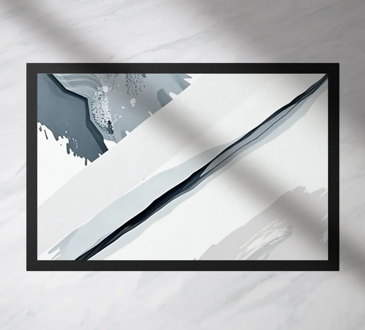 Abstract Image with Diagonal Line and Grey Splatters doormat by DesignDoodle