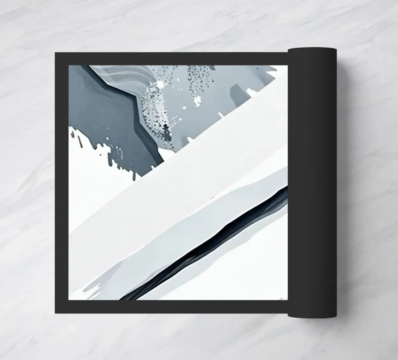 Abstract Image with Diagonal Line and Grey Splatters doormat by DesignDoodle