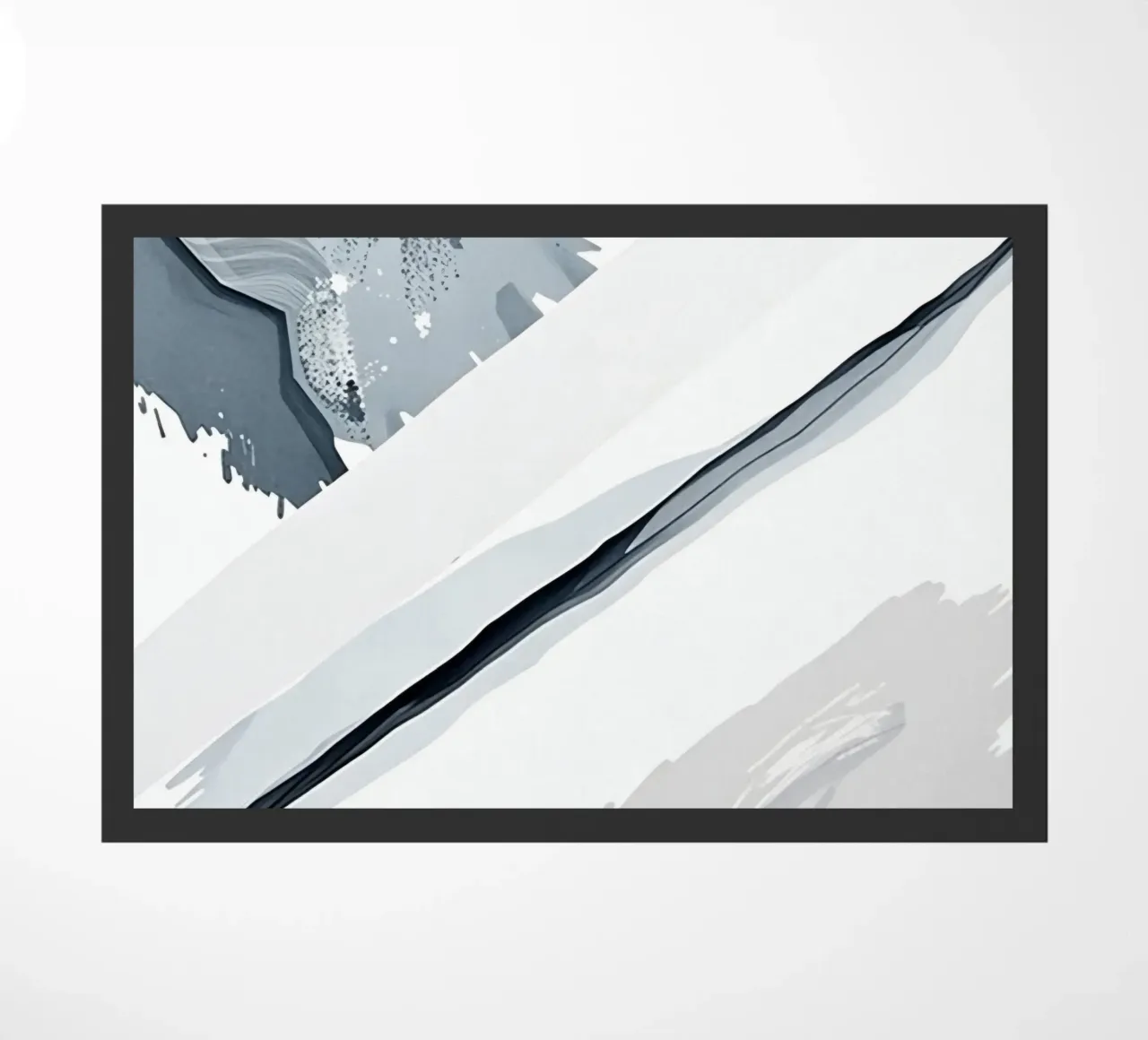 Abstract Image with Diagonal Line and Grey Splatters doormat by DesignDoodle