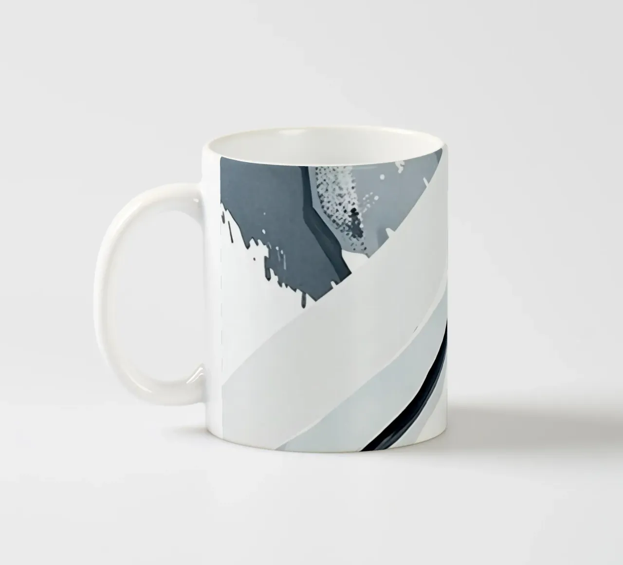 Abstract Image with Diagonal Line and Grey Splatters ceramic mug by DesignDoodle