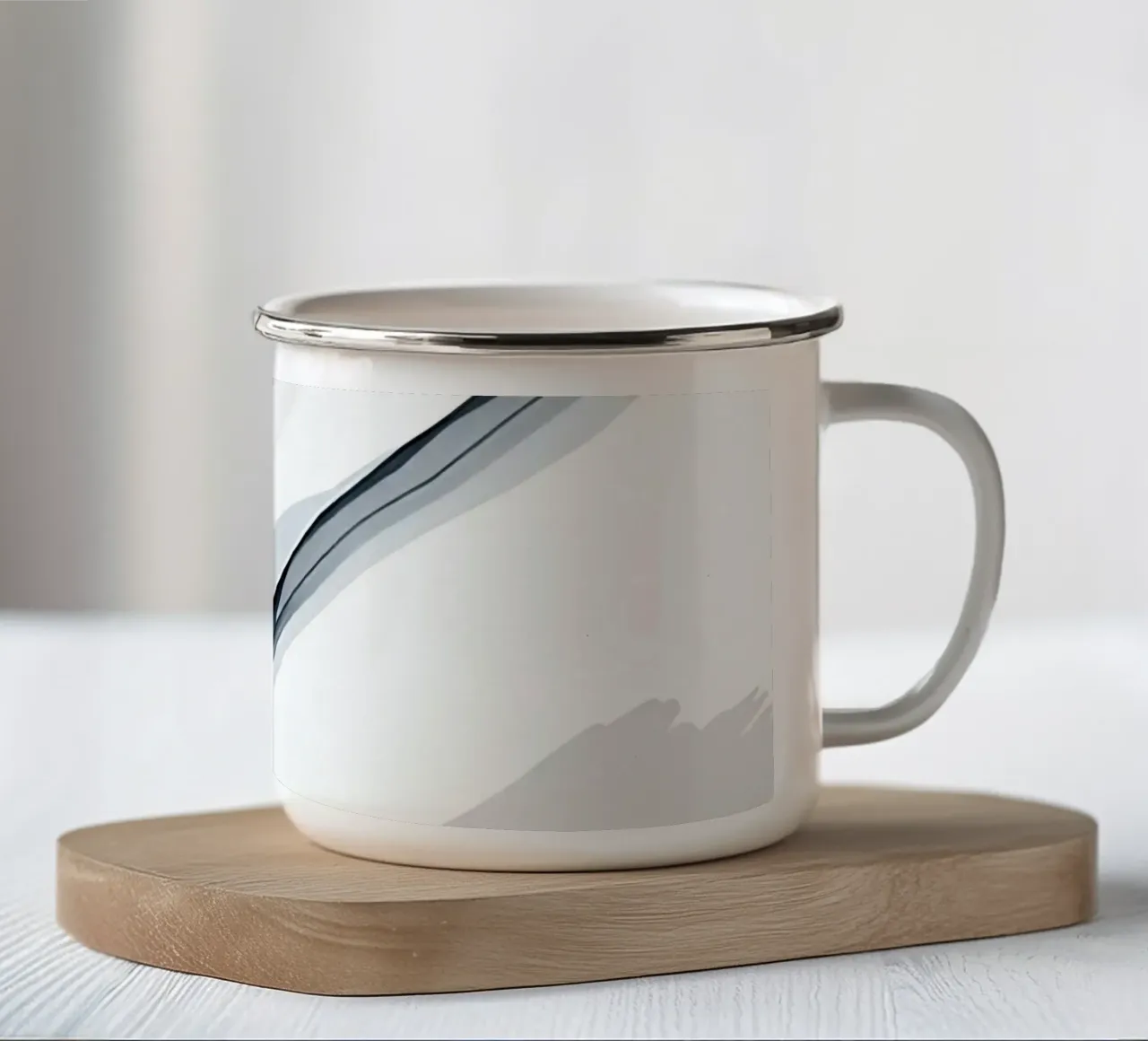 Immagine astratta con linea diagonale e macchie grigie tazza in smalto da DesignDoodle