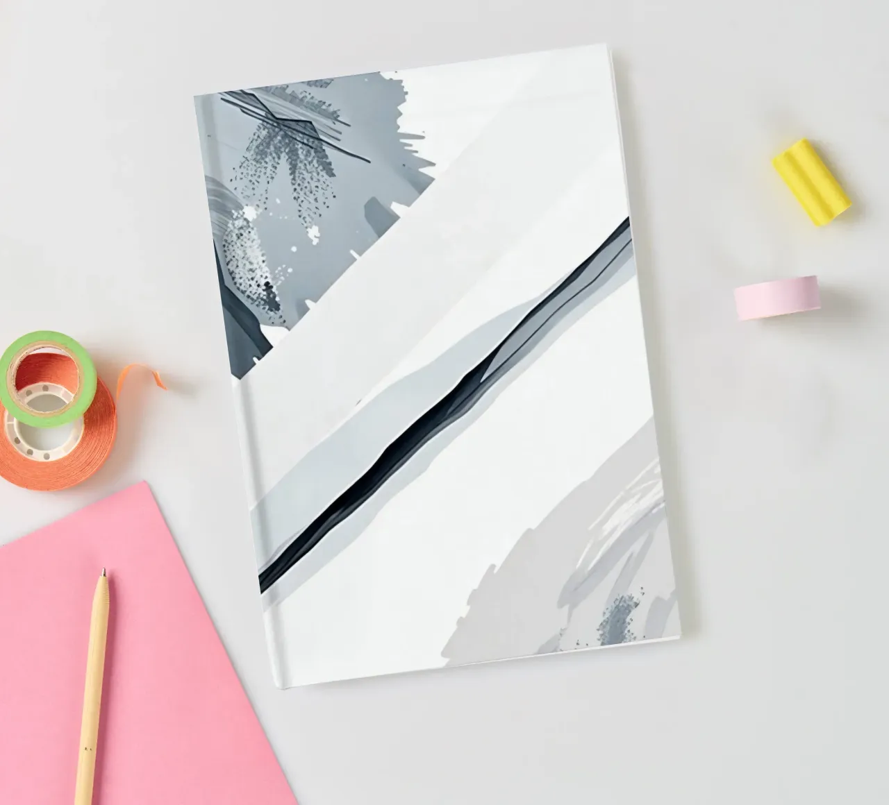 Abstract Image with Diagonal Line and Grey Splatters notebook by DesignDoodle
