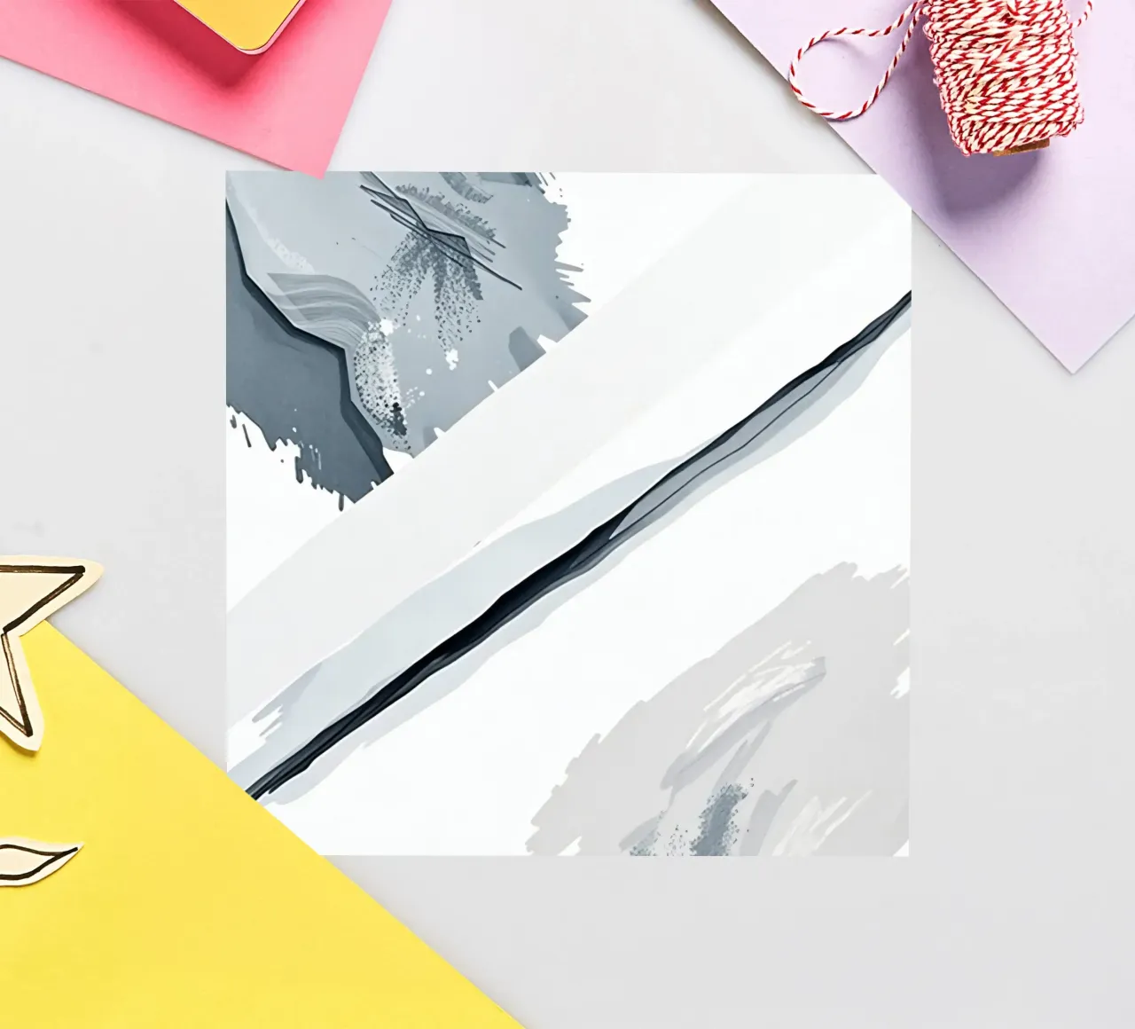 Abstract Image with Diagonal Line and Grey Splatters sticker by DesignDoodle