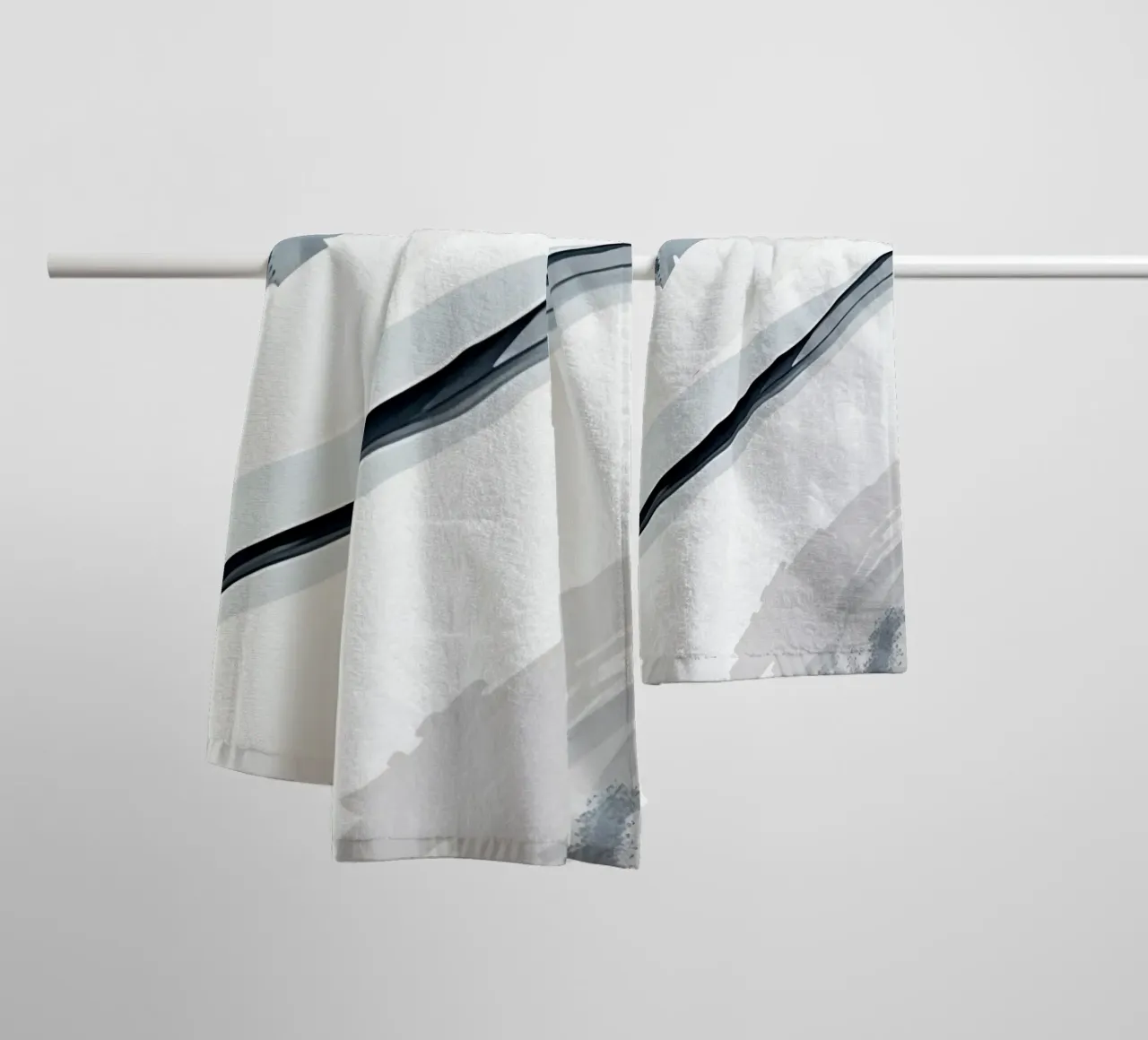 Abstract Image with Diagonal Line and Grey Splatters towel by DesignDoodle