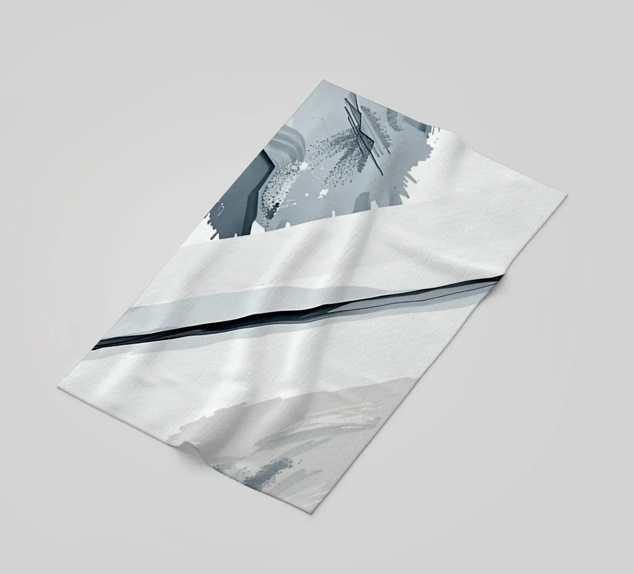 Abstract Image with Diagonal Line and Grey Splatters beach towel by DesignDoodle