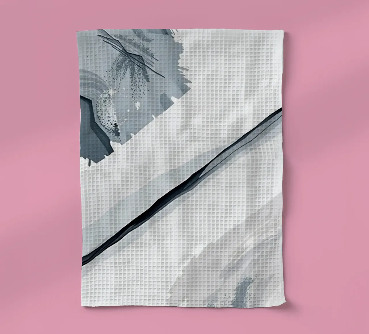 Abstract Image with Diagonal Line and Grey Splatters tea towel by DesignDoodle