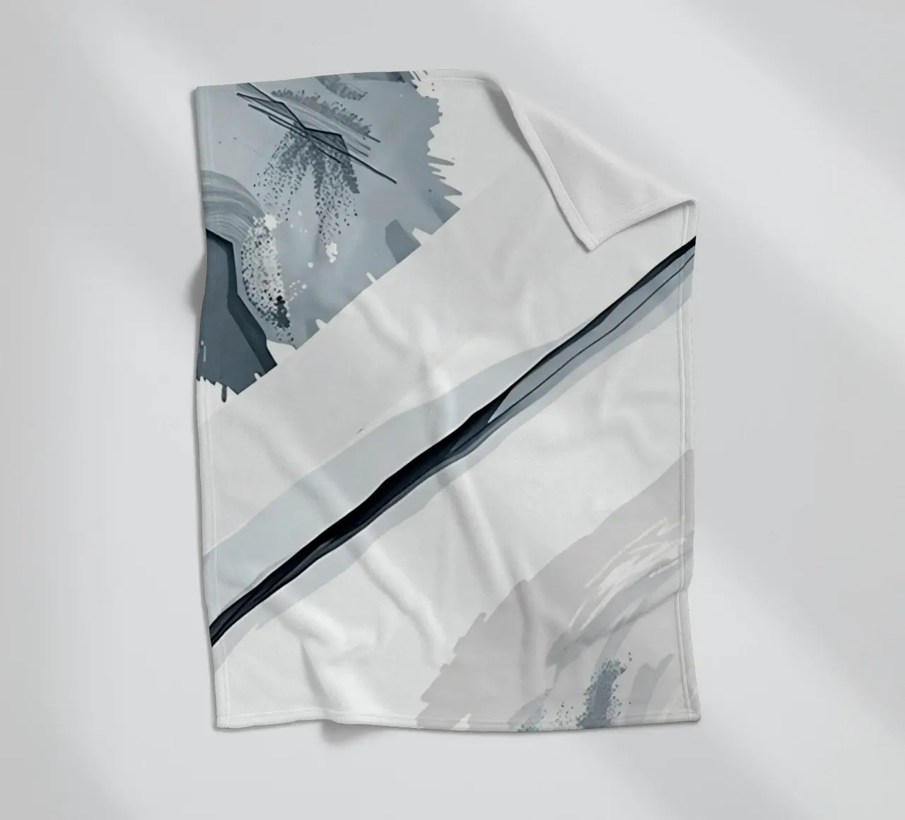Abstract Image with Diagonal Line and Grey Splatters fleece blanket by DesignDoodle