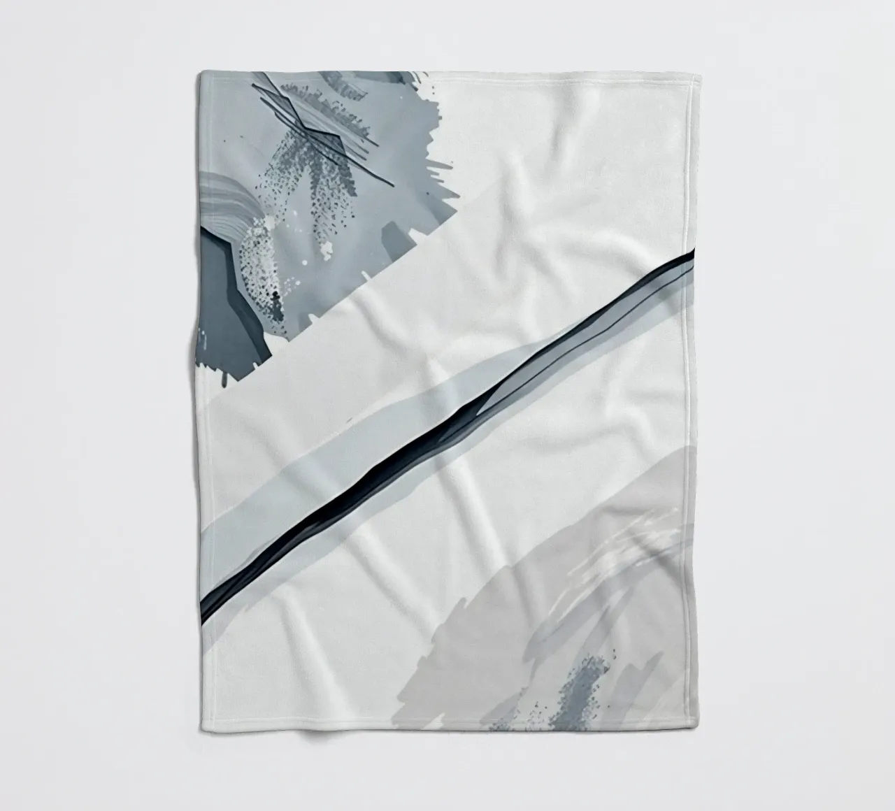 Abstract Image with Diagonal Line and Grey Splatters fleece blanket by DesignDoodle