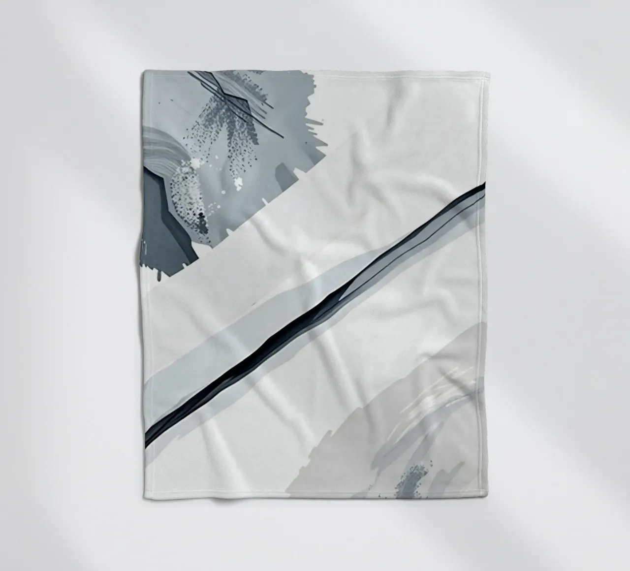 Abstract Image with Diagonal Line and Grey Splatters fleece blanket by DesignDoodle