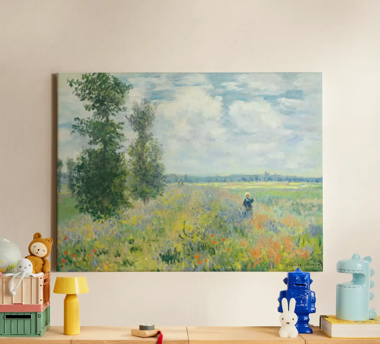 Poppy Fields near Argenteuil by Claude Monet (1875) canvas with Floater frame by Art History