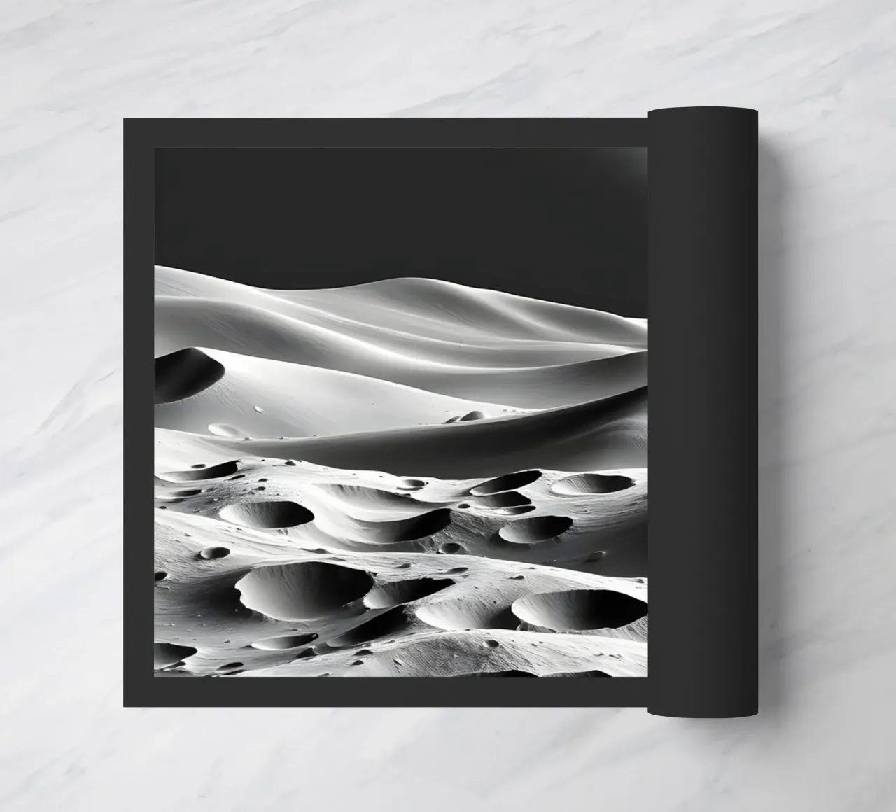 Paisaje lunar monocromo, cráteres y dunas abstractos felpudo de Artistic-shop