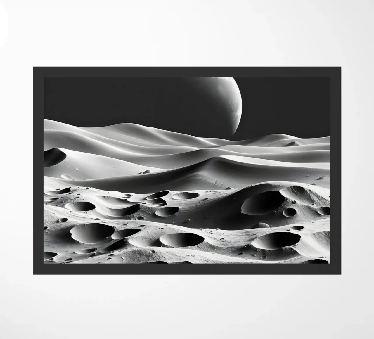 Paisaje lunar monocromo, cráteres y dunas abstractos felpudo de Artistic-shop