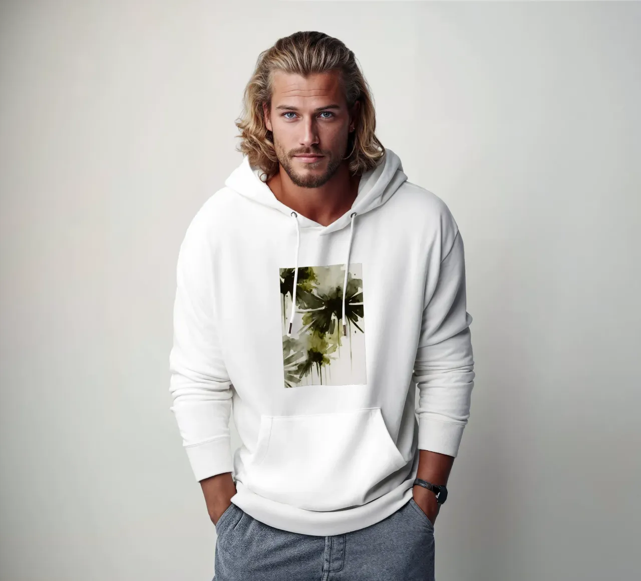 Green Flowers No 2 felpa con cappuccio da treechild