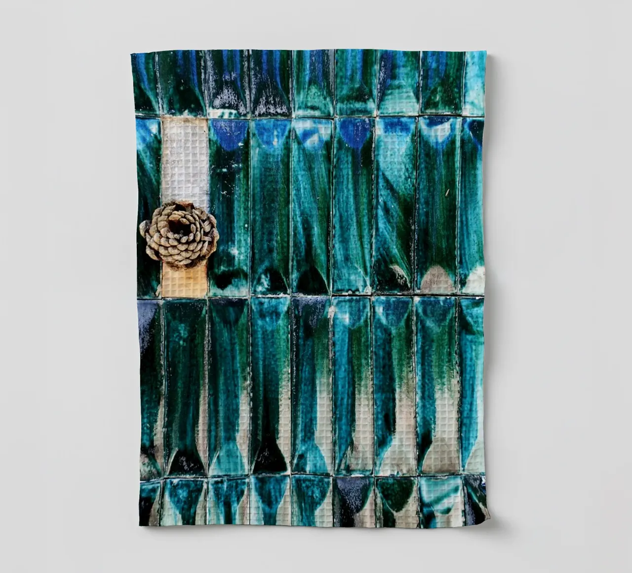 Mur en carrelage bleu avec pomme de pin - Textured Abstract Prin torchon de jay