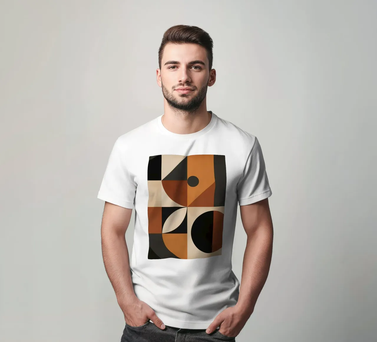 Abstract Geometric Composition with Squares Circles and Tria t-shirt by DesignDoodle