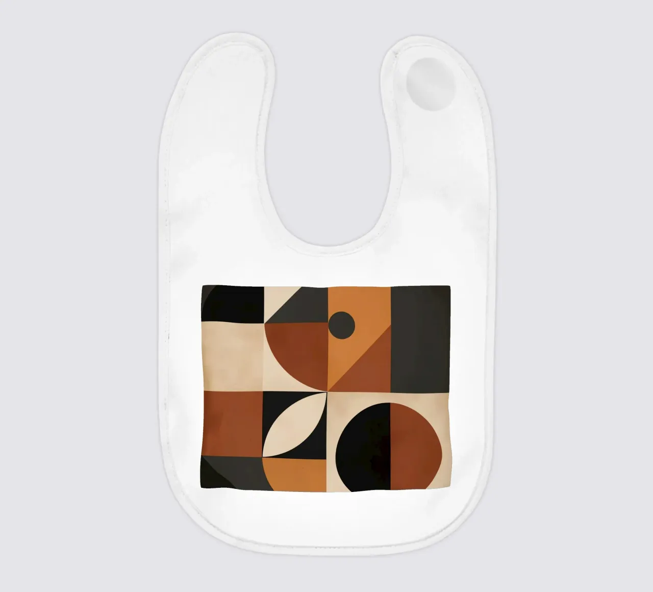 Abstract Geometric Composition with Squares Circles and Tria baby bib by DesignDoodle