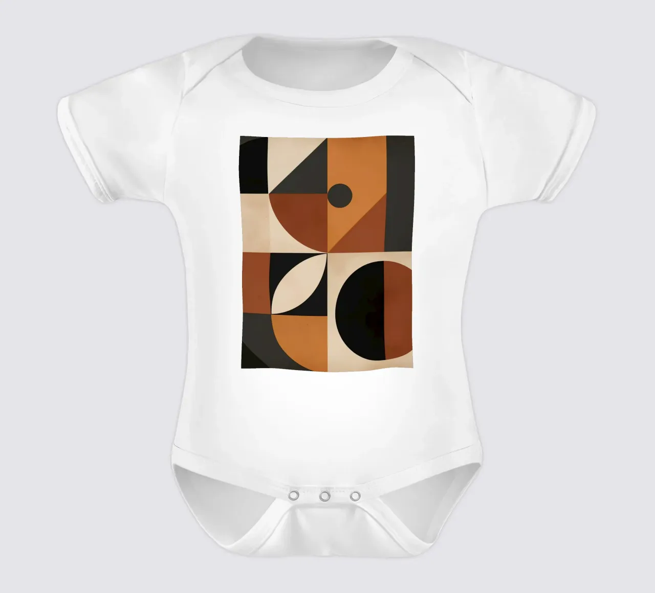 Abstract Geometric Composition with Squares Circles and Tria short-sleeve baby romper by DesignDoodle