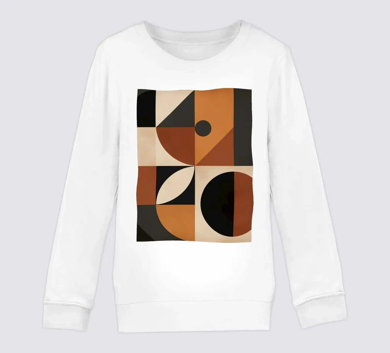 Abstract Geometric Composition with Squares Circles and Tria kids sweatshirt by DesignDoodle