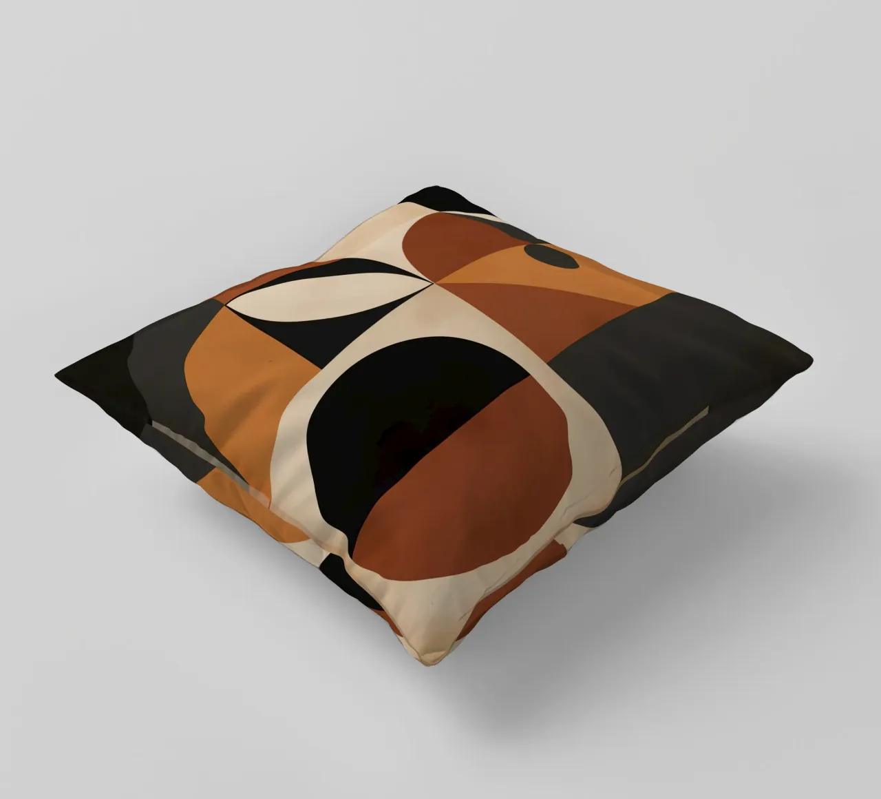 Abstract Geometric Composition with Squares Circles and Tria decorative cushion by DesignDoodle