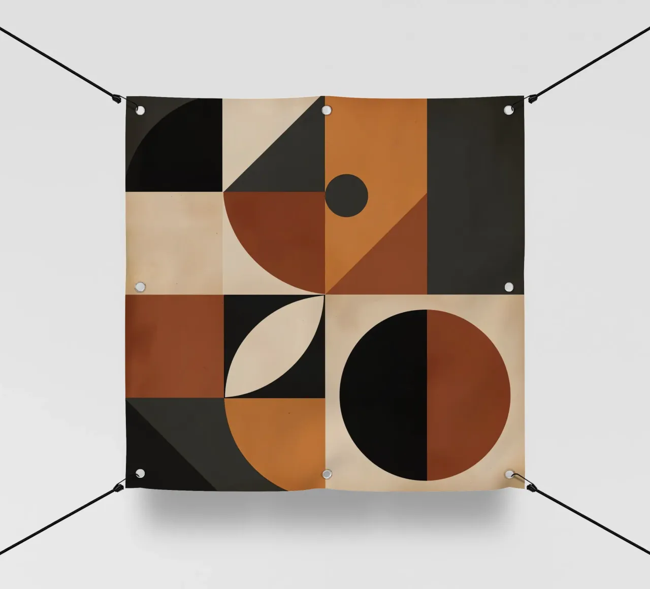 Abstract Geometric Composition with Squares Circles and Tria pvc cover by DesignDoodle