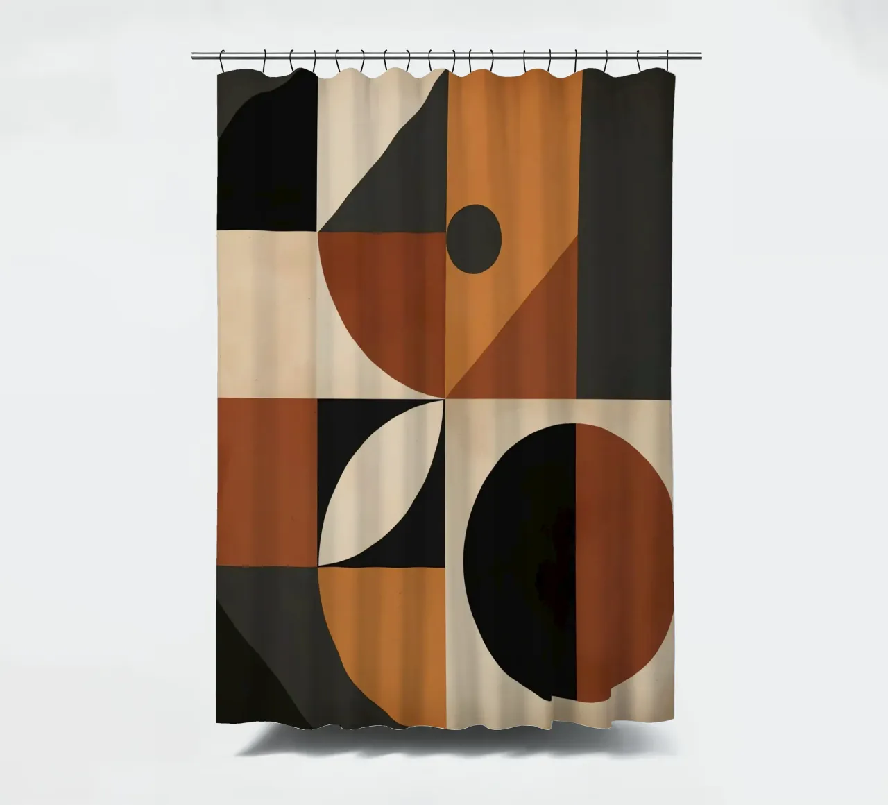 Abstract Geometric Composition with Squares Circles and Tria shower curtain by DesignDoodle