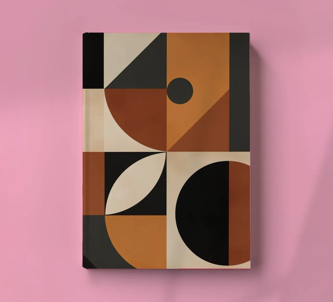 Abstract Geometric Composition with Squares Circles and Tria notebook by DesignDoodle