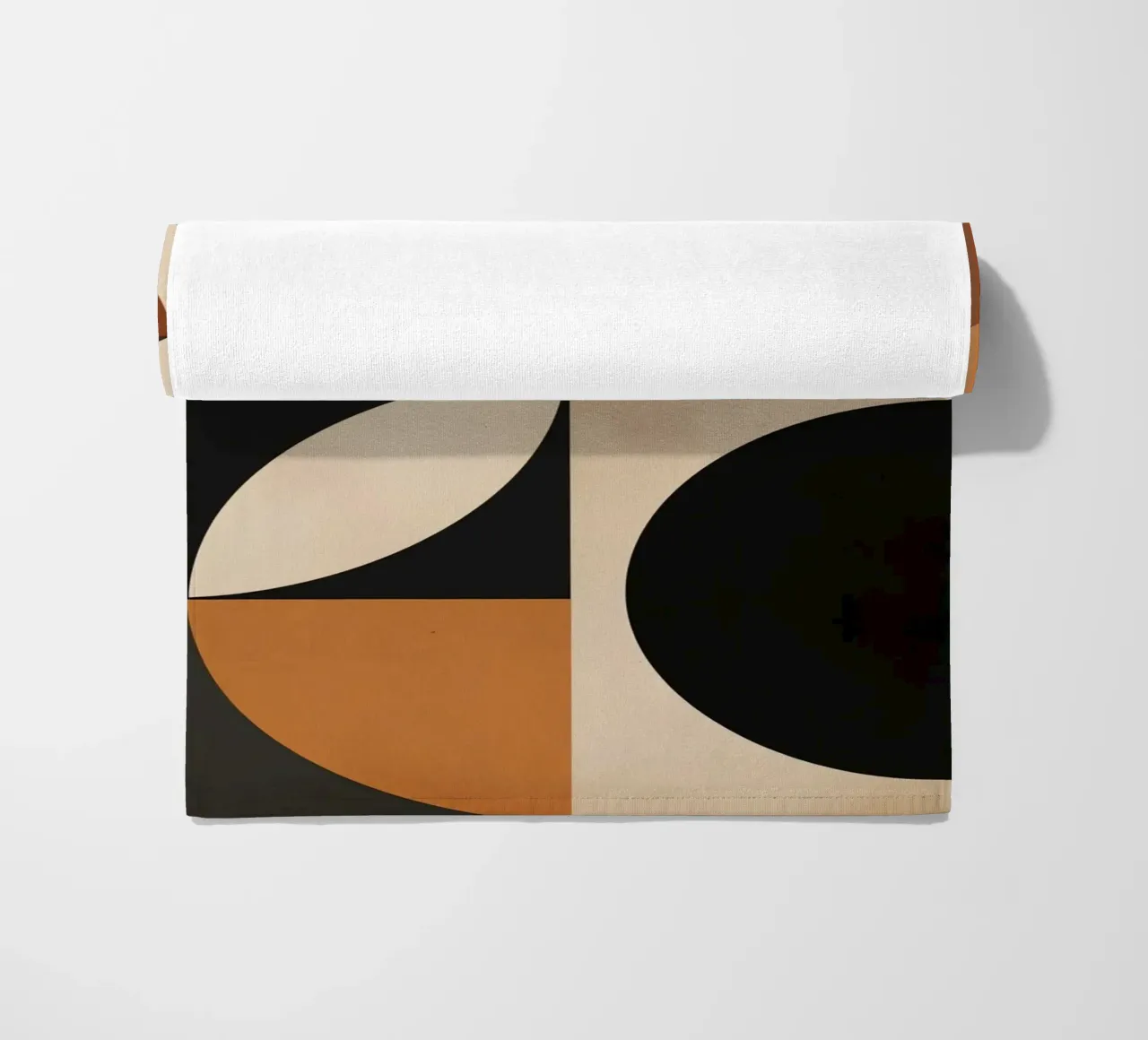 Abstract Geometric Composition with Squares Circles and Tria beach towel by DesignDoodle