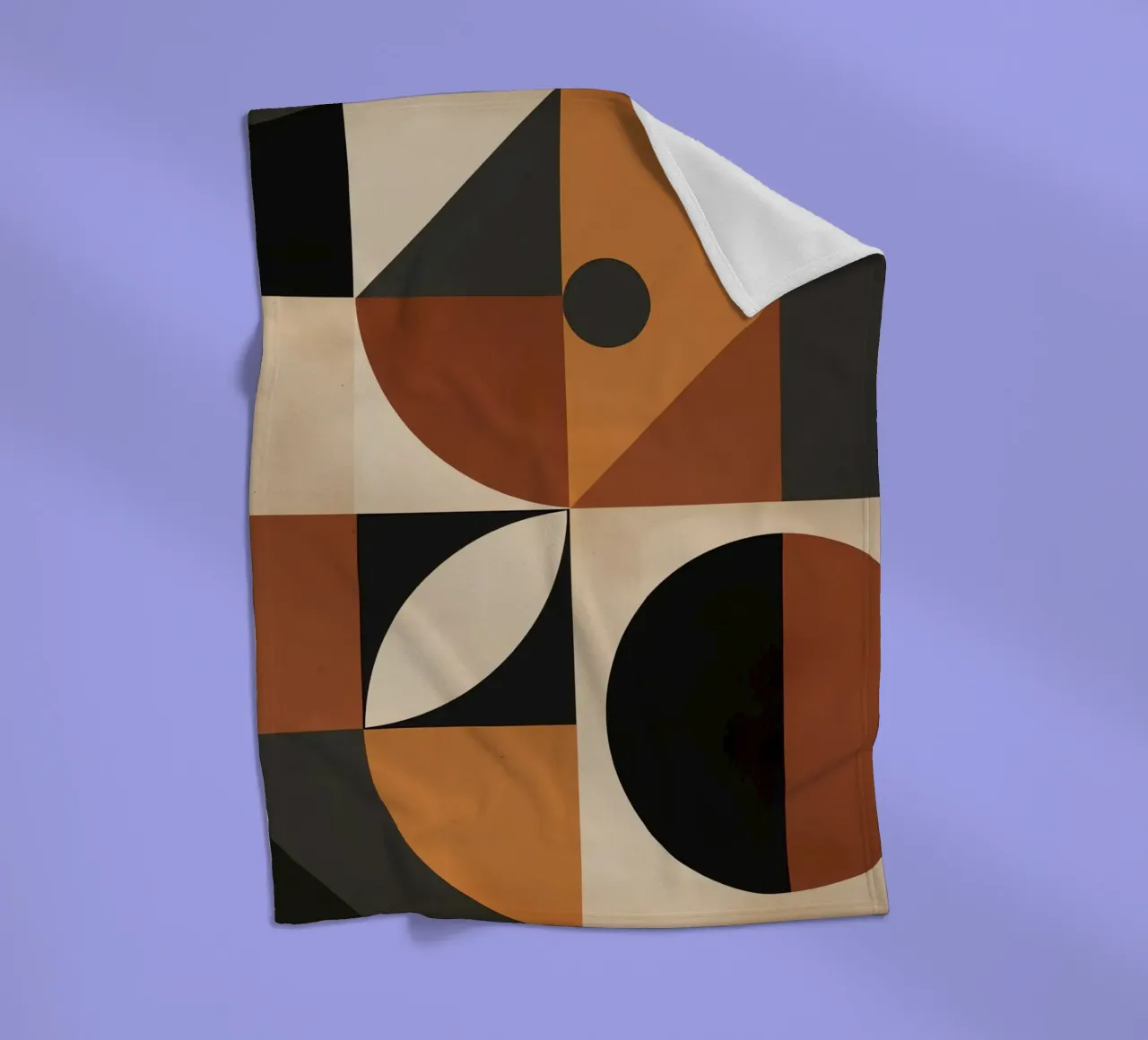 Abstract Geometric Composition with Squares Circles and Tria fleece blanket by DesignDoodle