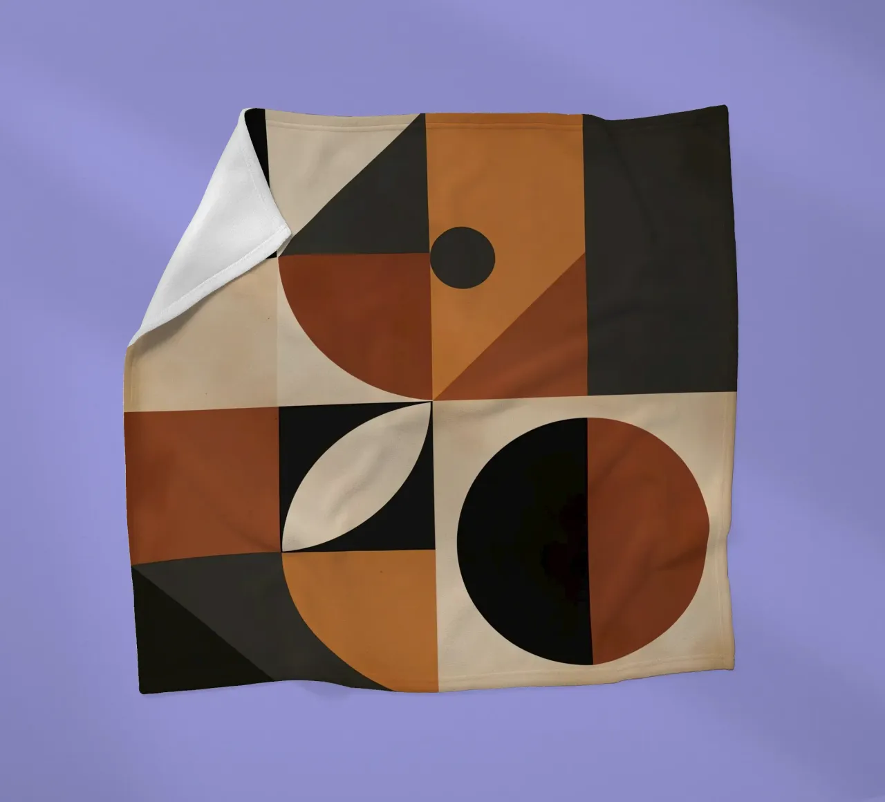 Abstract Geometric Composition with Squares Circles and Tria fleece blanket by DesignDoodle