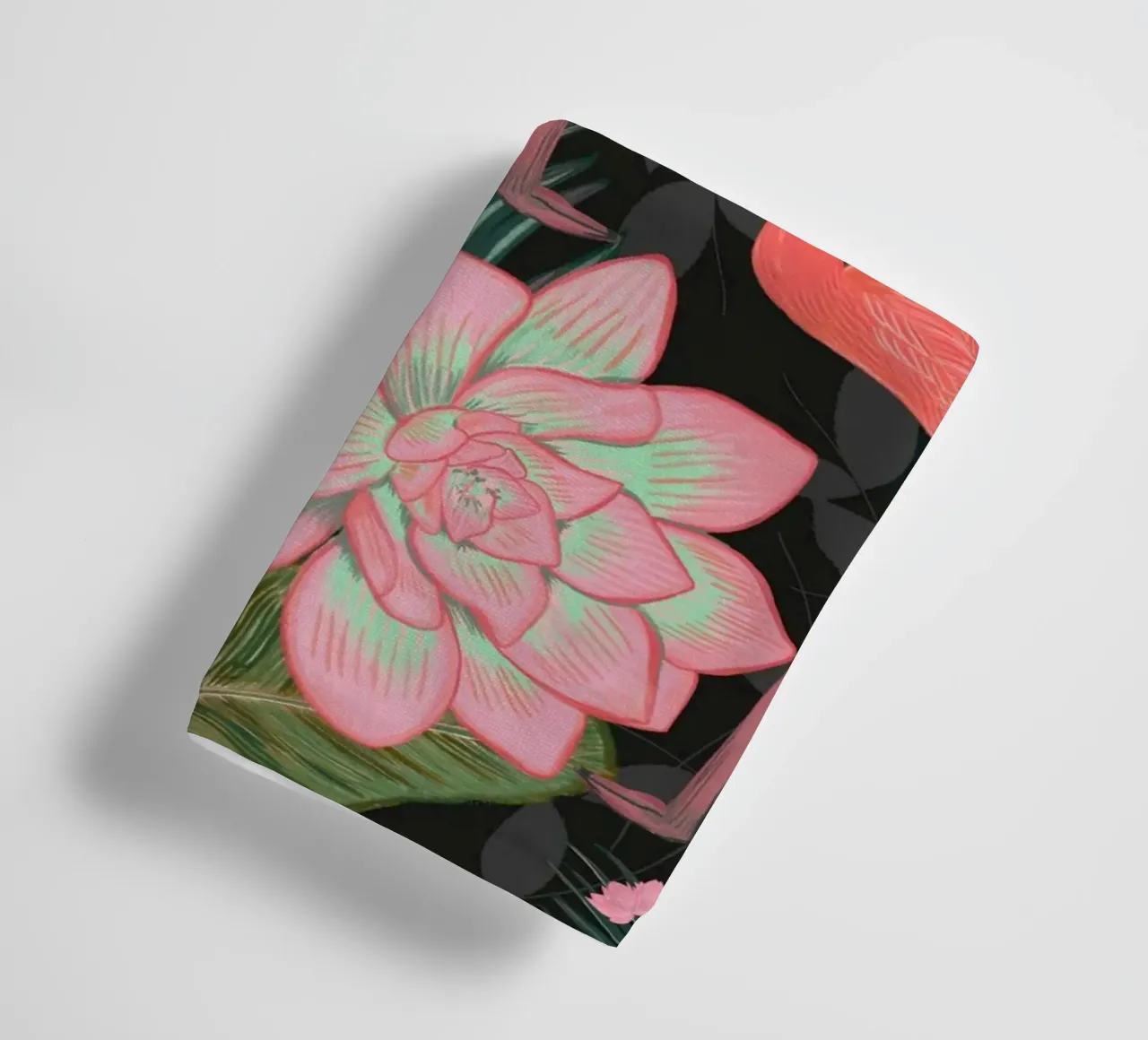 Hand Drawn Flamingos With Lotus Flowers and Succulent towel by gulsengunel