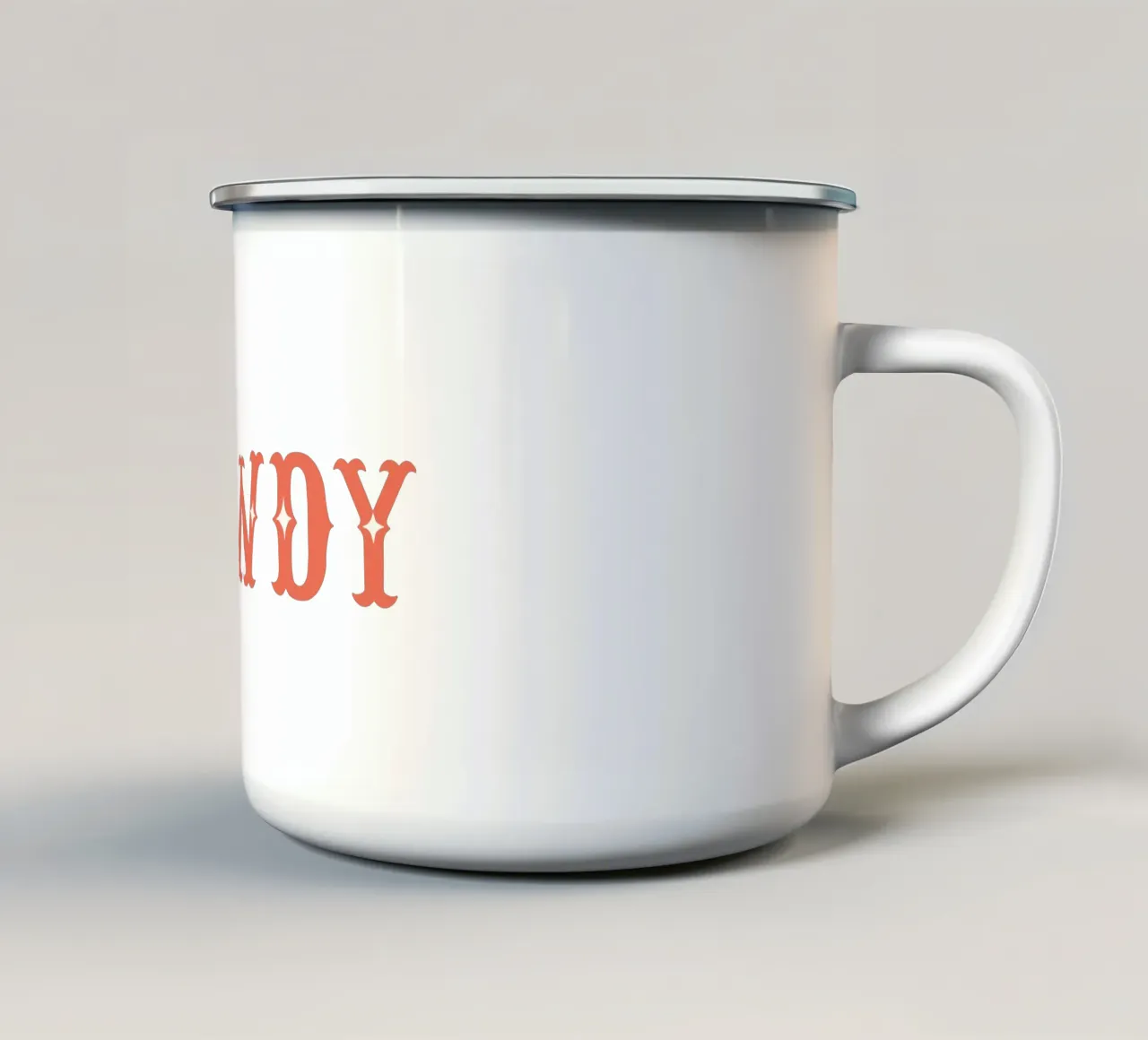 Howdy – Western Typography Print in Coral and Pink enamel mug by Vivdesign