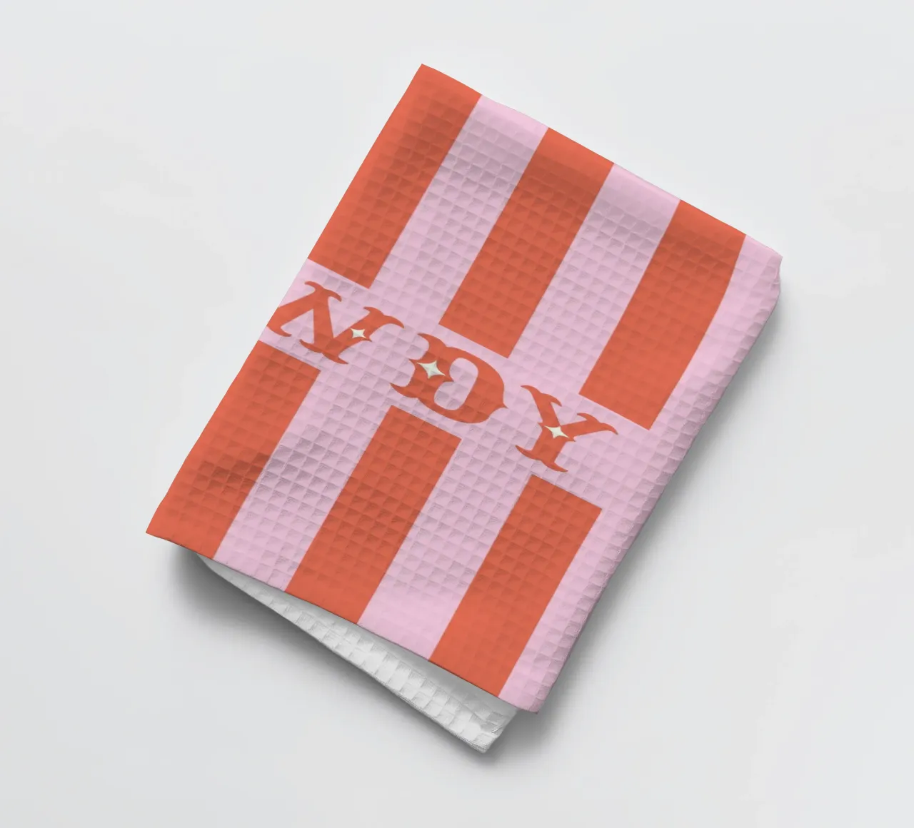 Howdy – Western Typography Print in Coral and Pink tea towel by Vivdesign